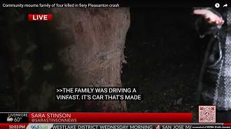 Đài KRON4: Gia đình 4 người đi xe VinFast tông cột đèn ở Bắc California, thiệt mạng